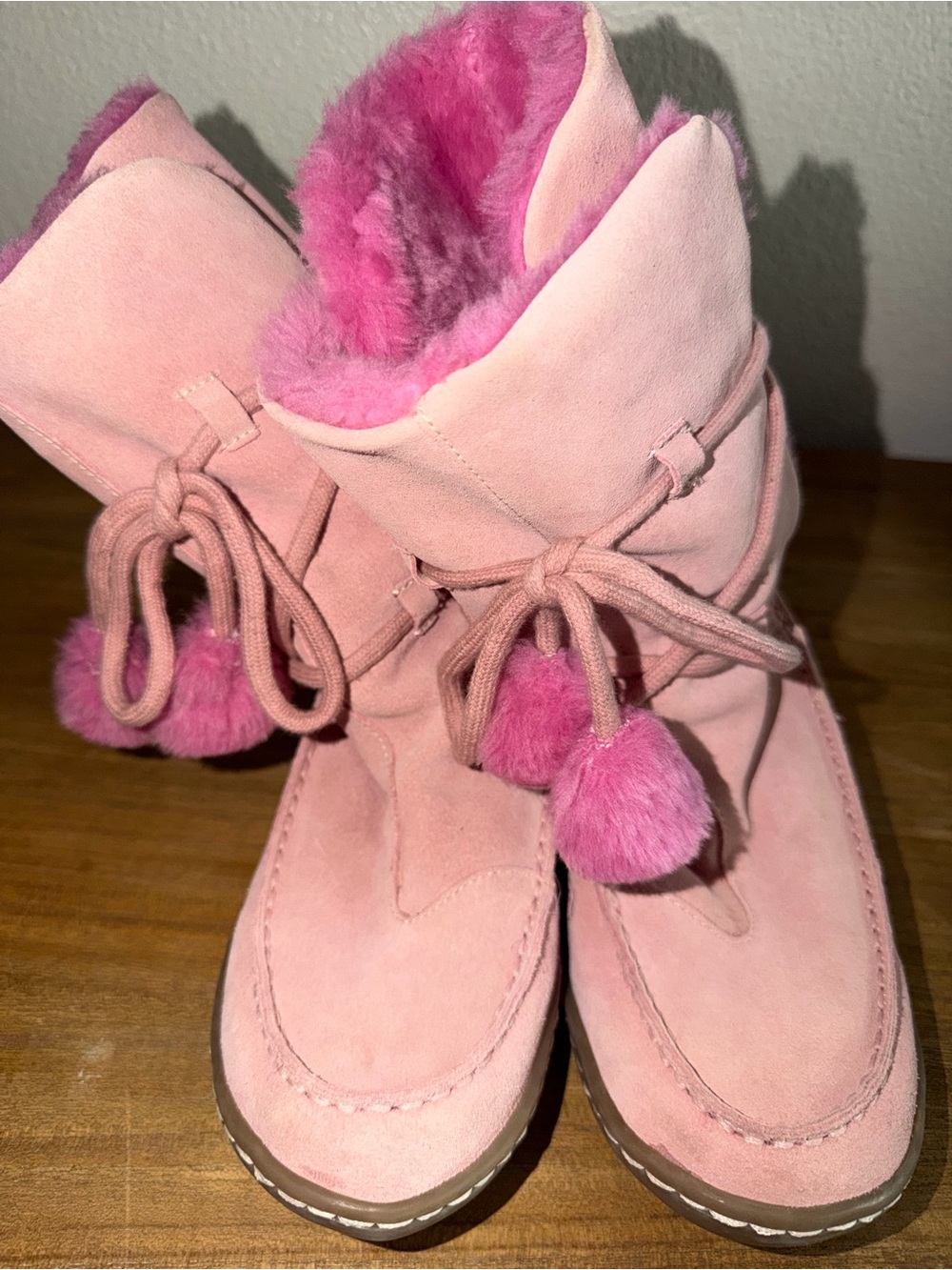 Steve Madden Pink Suede Pom-Pom Ankle Booties